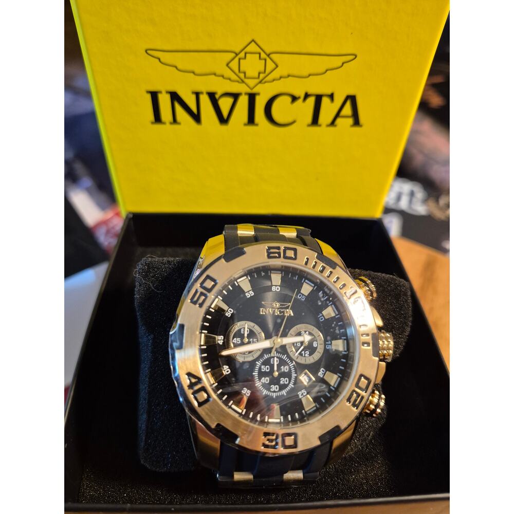 Invicta Pro Diver Scuba Men's Watch 50mm Gold Black Quartz Movement